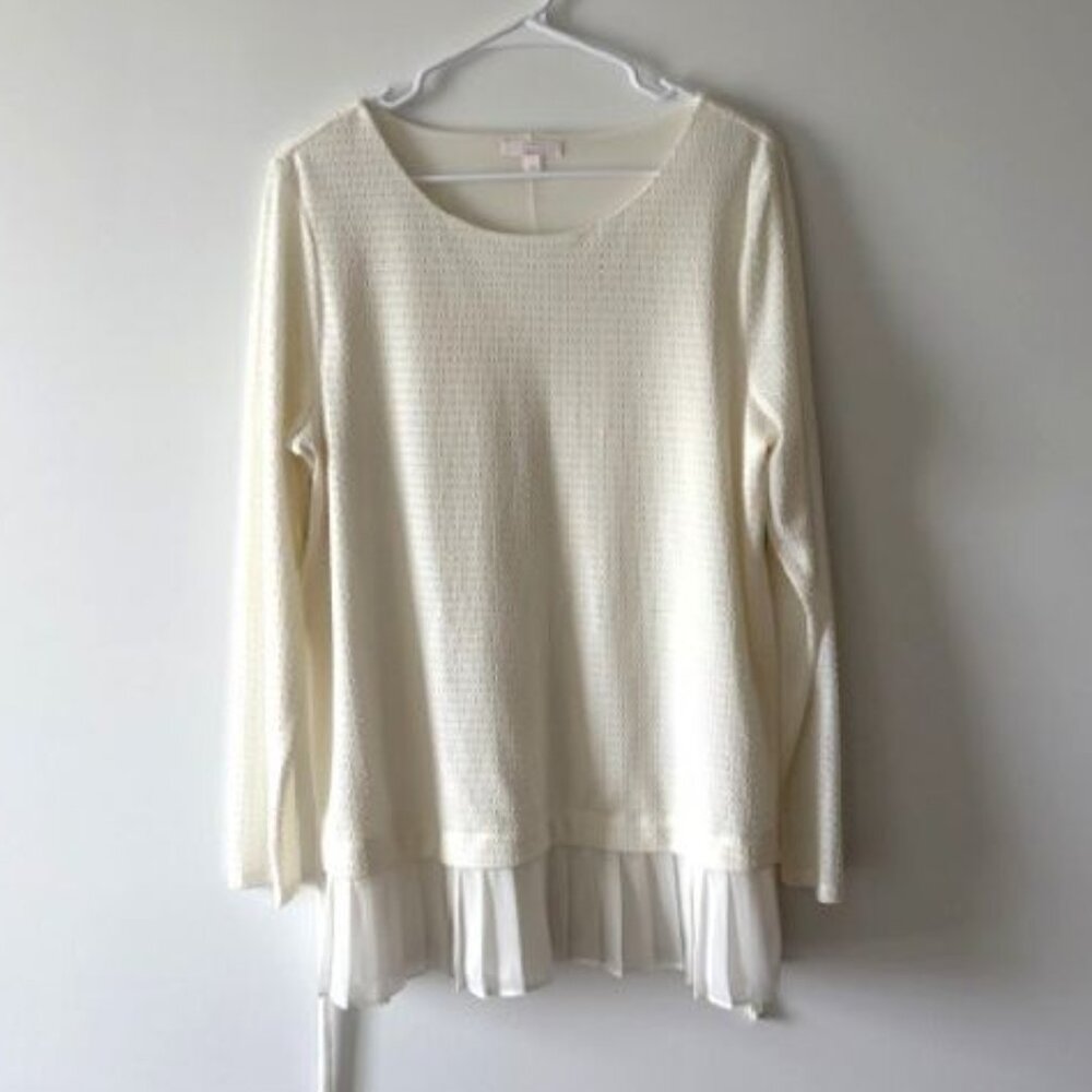 Lauren Conrad Cream Textured Tunic with Pleated Hem - Never Worn!
